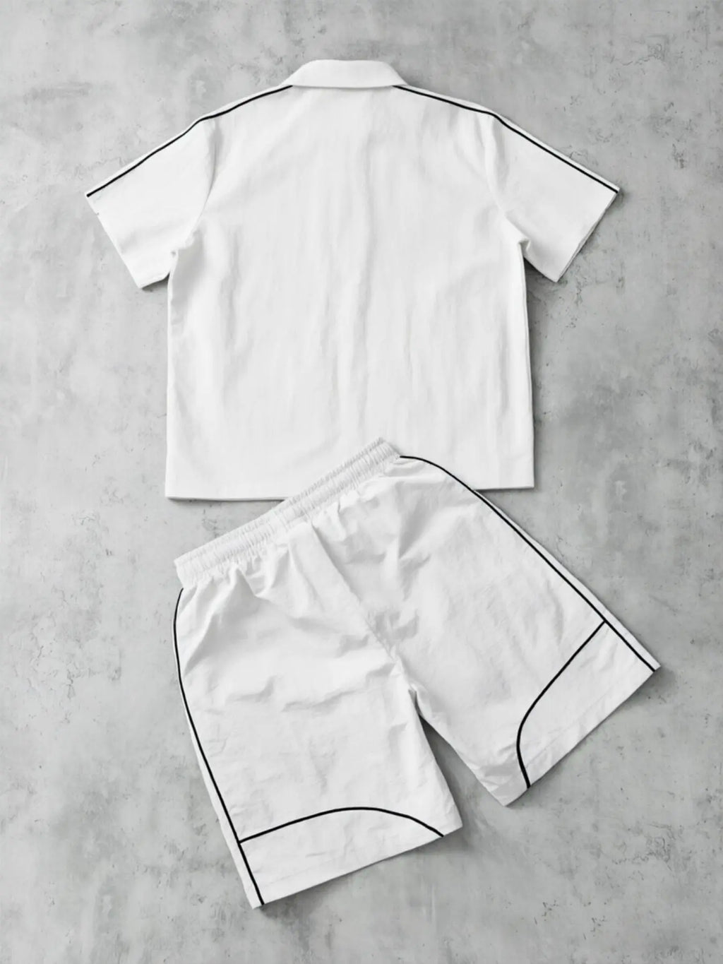 Stars Pattern Casual Set Short Sleeve Zipper Shirt + Gym Shorts Two-Piece Set, Breathable Comfort Spring Summer Daily Wear Activewear Set