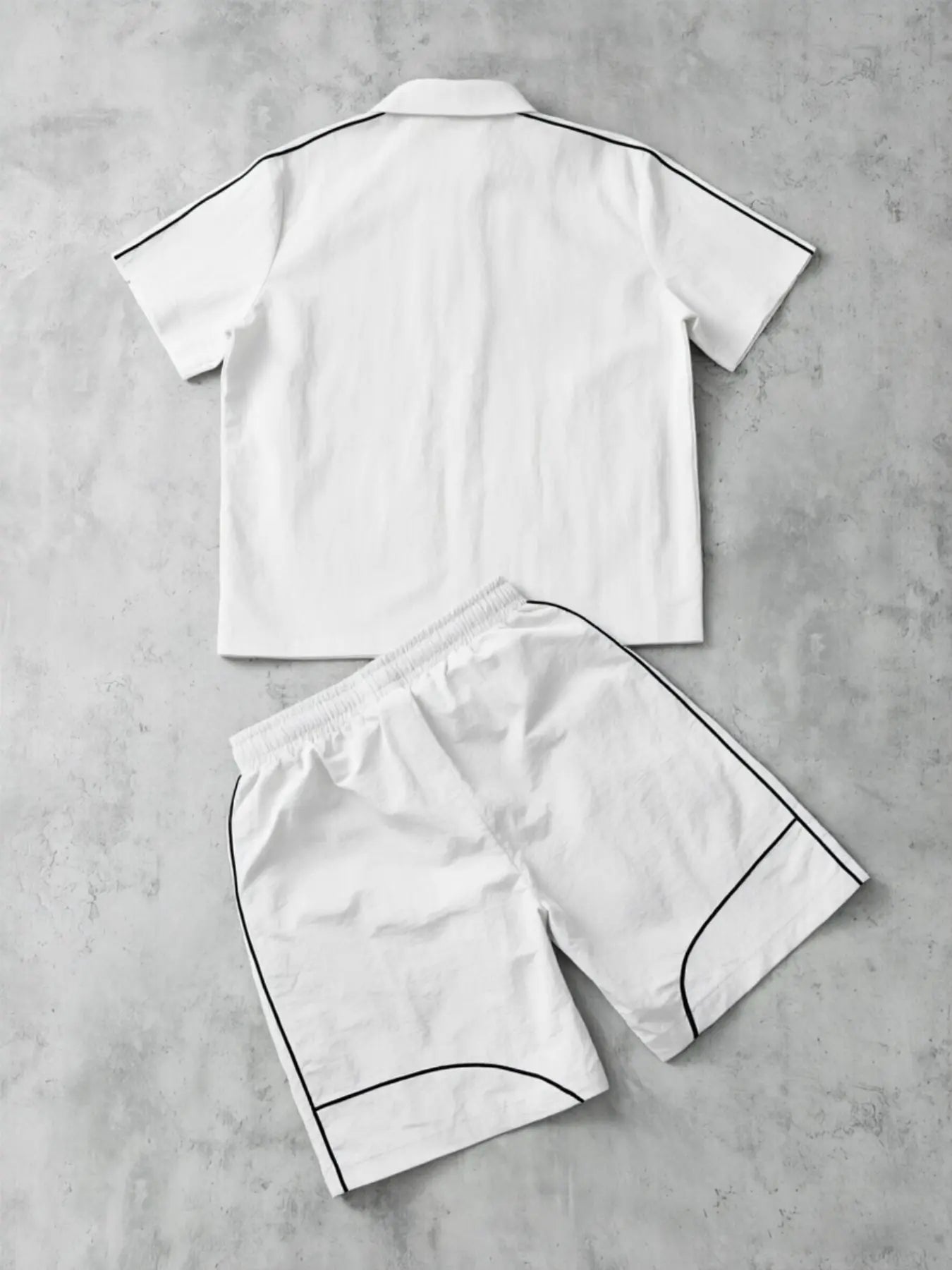 Stars Pattern Casual Set Short Sleeve Zipper Shirt + Gym Shorts Two-Piece Set, Breathable Comfort Spring Summer Daily Wear Activewear Set