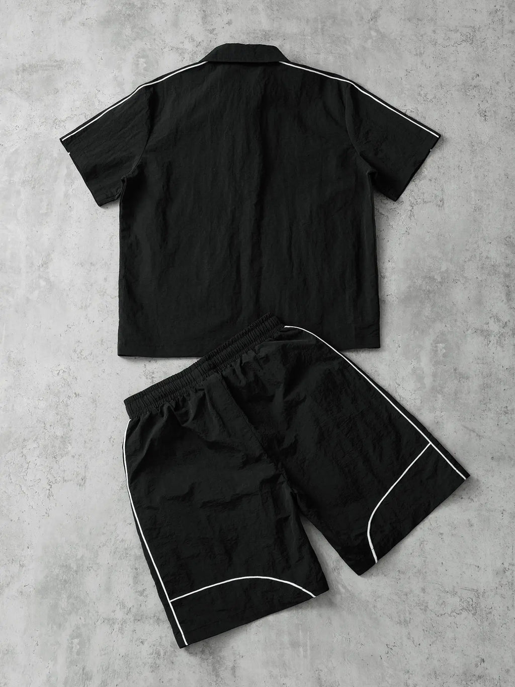 Stars Pattern Casual Set Short Sleeve Zipper Shirt + Gym Shorts Two-Piece Set, Breathable Comfort Spring Summer Daily Wear Activewear Set