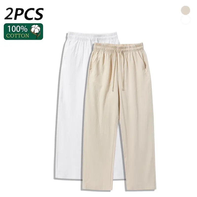 Ultimate Comfort: 4-Pack 100% Cotton Linen Wide Leg Pants for Men & Women - Summer Casual, Breathable, and Stylish!