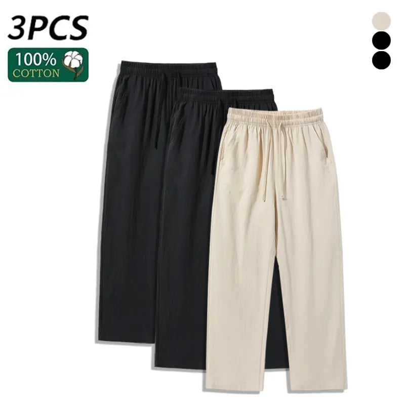 Ultimate Comfort: 4-Pack 100% Cotton Linen Wide Leg Pants for Men & Women - Summer Casual, Breathable, and Stylish!