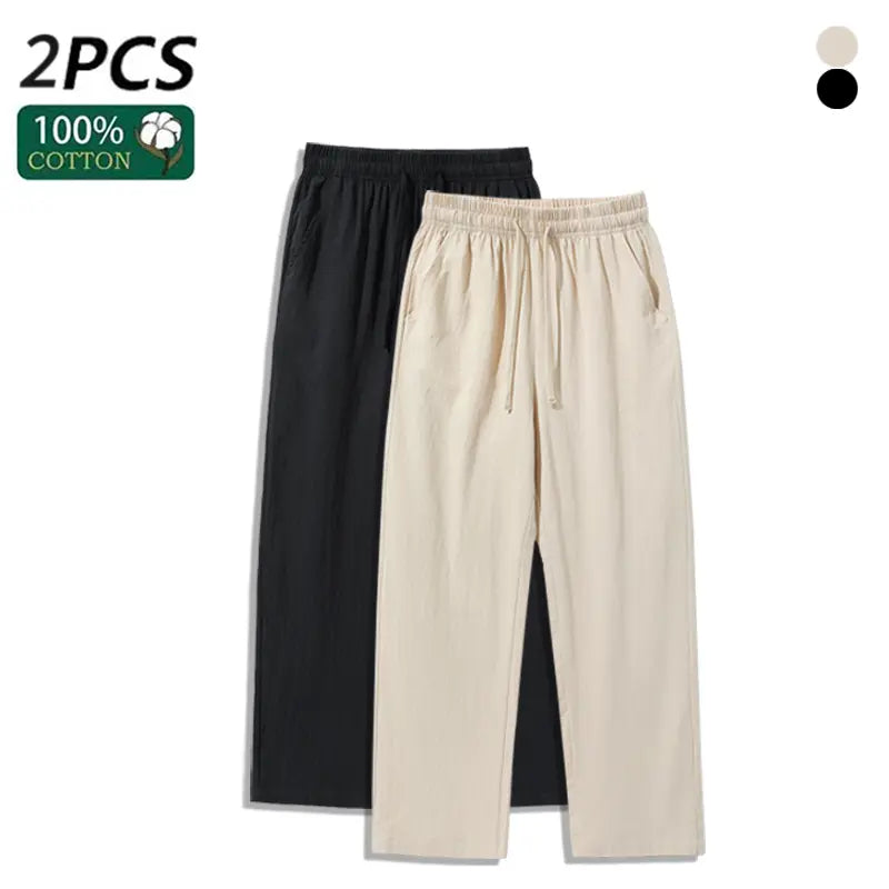 Ultimate Comfort: 4-Pack 100% Cotton Linen Wide Leg Pants for Men & Women - Summer Casual, Breathable, and Stylish!