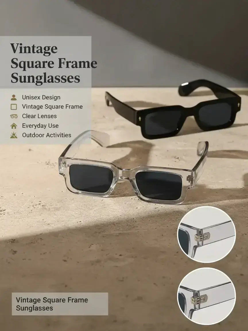 Unisex Vintage Square Frame Eyeglasses, Trendy Casual Clear Eyewear for Everyday Use, Fashion Accessories for Outdoor Activities, Stylish Glasses