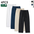 Ultimate Comfort: 4-Pack 100% Cotton Linen Wide Leg Pants for Men & Women - Summer Casual, Breathable, and Stylish!