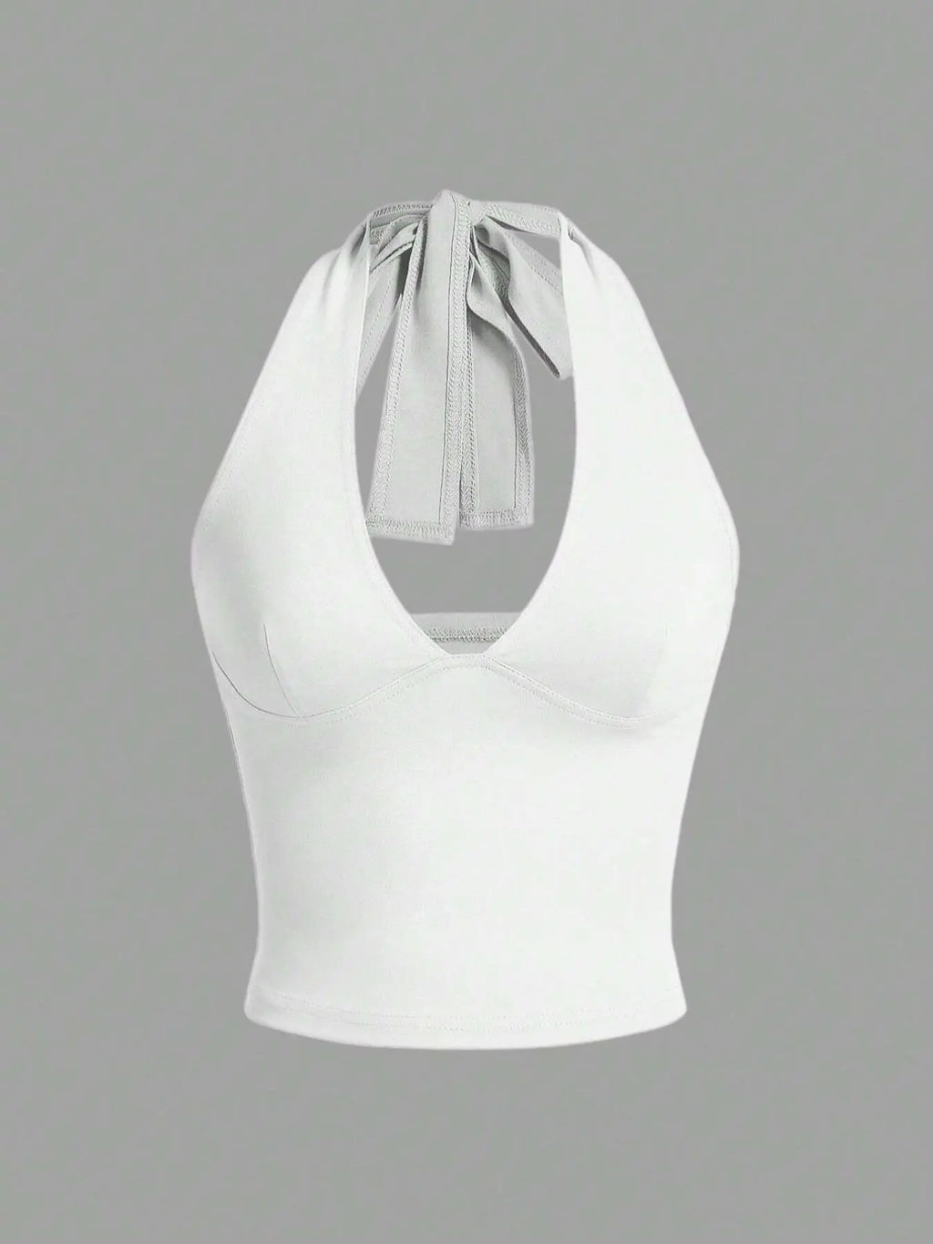 Women'S Solid Knot Backless Halter Cropped Tank Top, Chic Casual Deep V Neck Sleeveless Short Top for Summer, Ladies Clothes for Daily Wear, Womenswear