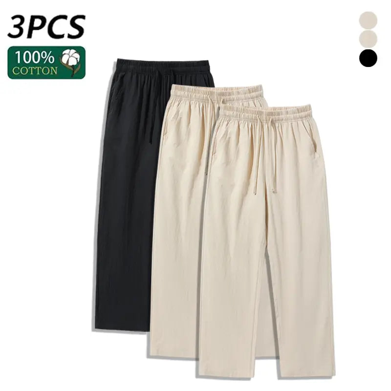 Ultimate Comfort: 4-Pack 100% Cotton Linen Wide Leg Pants for Men & Women - Summer Casual, Breathable, and Stylish!
