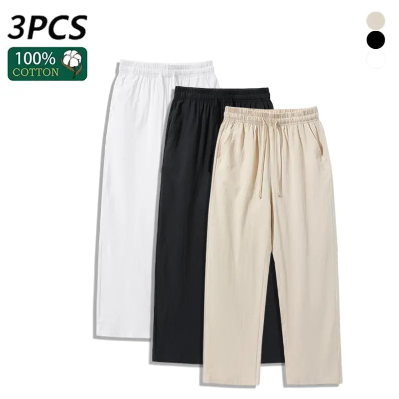 Ultimate Comfort: 4-Pack 100% Cotton Linen Wide Leg Pants for Men & Women - Summer Casual, Breathable, and Stylish!