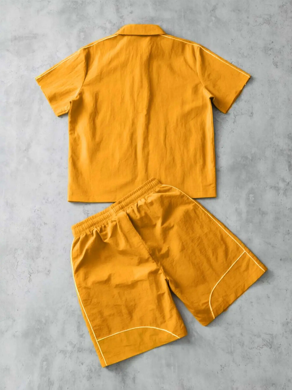 Stars Pattern Casual Set Short Sleeve Zipper Shirt + Gym Shorts Two-Piece Set, Breathable Comfort Spring Summer Daily Wear Activewear Set